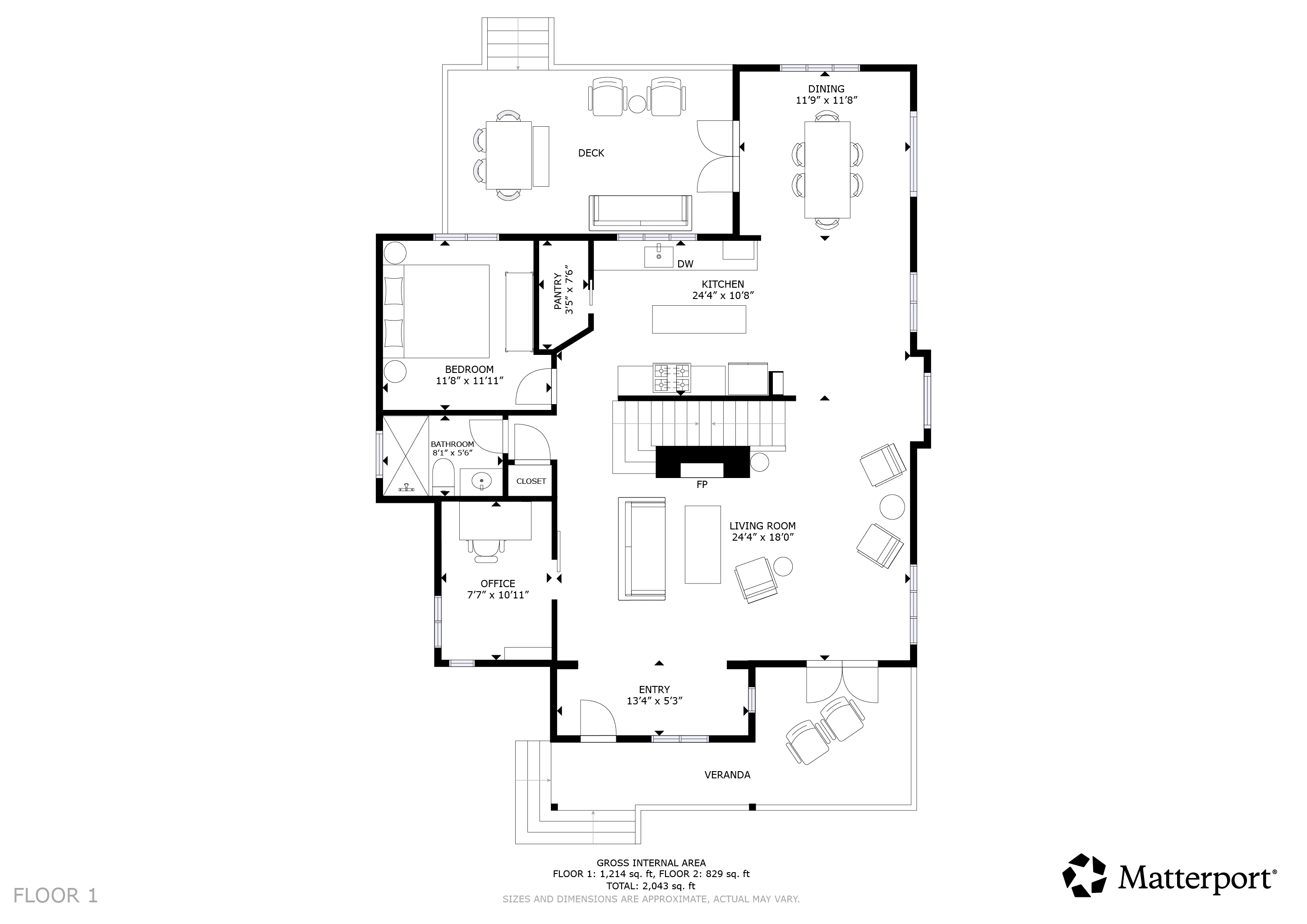 Ejemplo de plano 2D de planta baja generado con Matterport