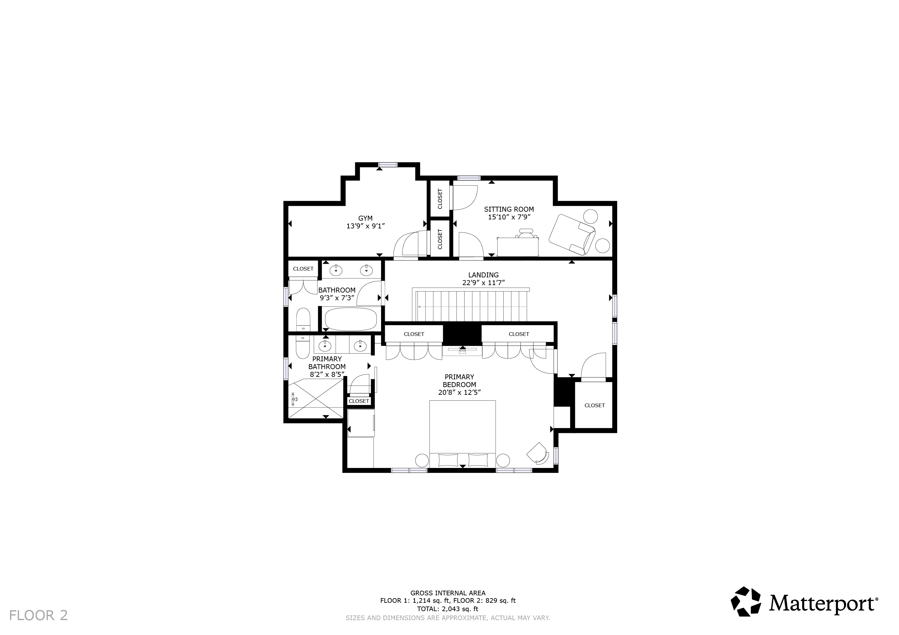 Ejemplo de plano 2D de planta superior generado con Matterport